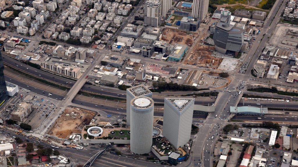 Geospatial imagery of skyscrapers in Tel Aviv